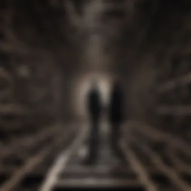 Navigating Emotional Labyrinths Abstract silhouette of a couple in a maze of emotions