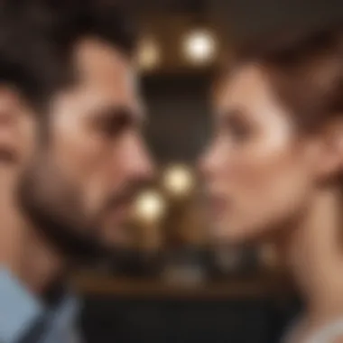 Symbolic depiction of emotional turmoil in a relationship