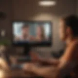 Illustration of a couple communicating through a video call, highlighting long-distance relationships