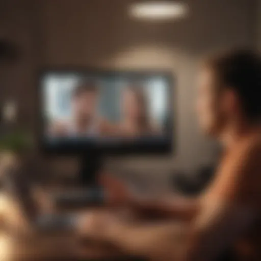 Illustration of a couple communicating through a video call, highlighting long-distance relationships