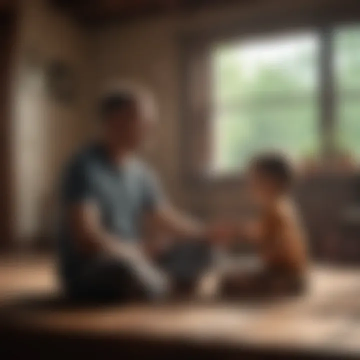 Father and child practicing mindfulness together