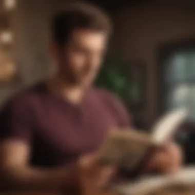 Personal Growth Through Reading A thoughtful individual immersed in reading, reflecting on personal growth