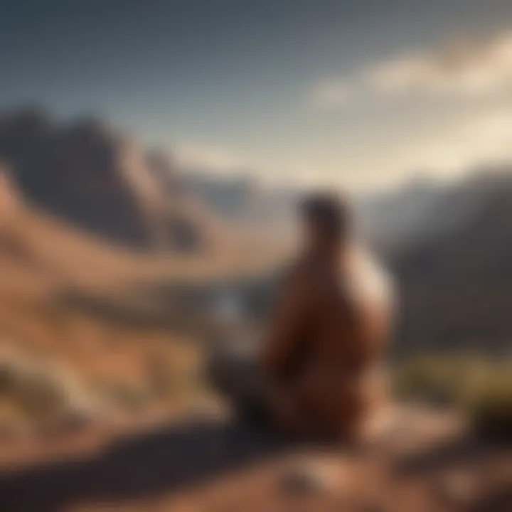 A solitary figure contemplating life in a vast landscape.
