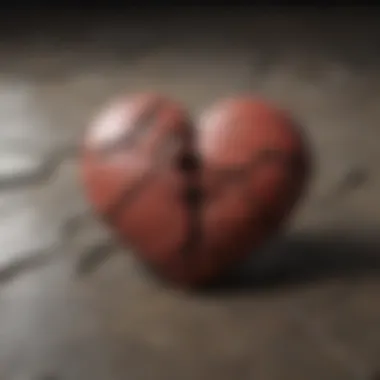 Fractured Affections Broken heart symbol with cracks and tears