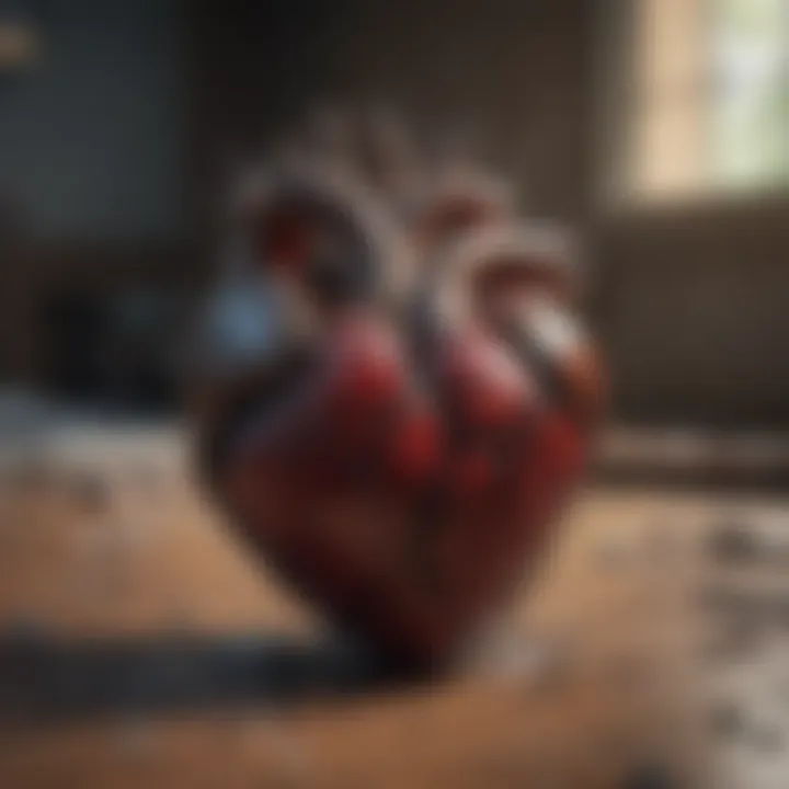 A shattered heart symbolizing betrayal and emotional turmoil.