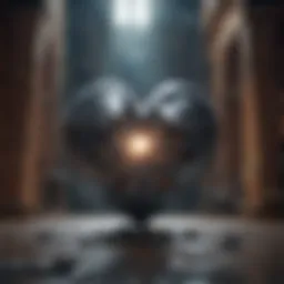 Symbol of a shattered heart mending together
