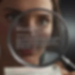 Illustration of a magnifying glass focusing on a suspicious text message