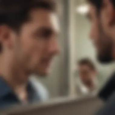 Illustration depicting a person looking at a mirror reflecting a different persona