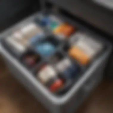 Storage Bin Organization Close-up of a perfectly organized and labeled storage bin