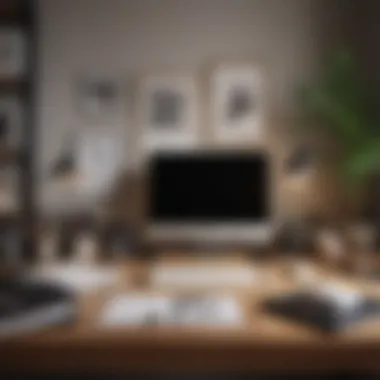 Tidy Desk Arrangement A spotless desk with carefully arranged stationary and decor