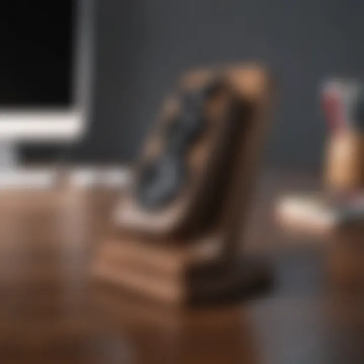 Stylish wooden phone stand for desk