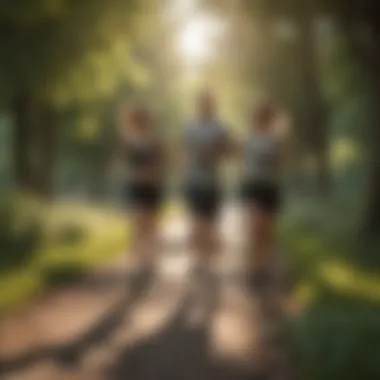 Couple jogging together in a scenic park