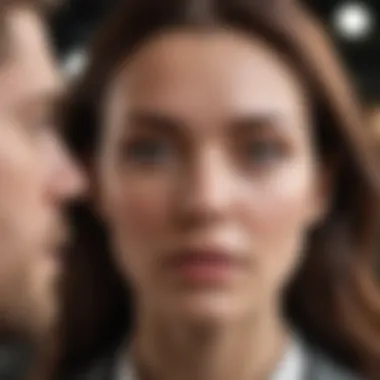 Woman avoiding eye contact and looking down