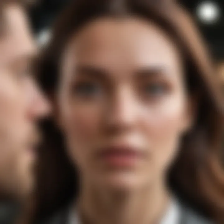 Woman avoiding eye contact and looking down