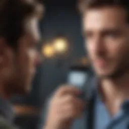 Illustration of a man receiving a secretive text message