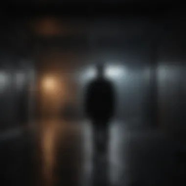 Silhouette of a person standing alone in the dark