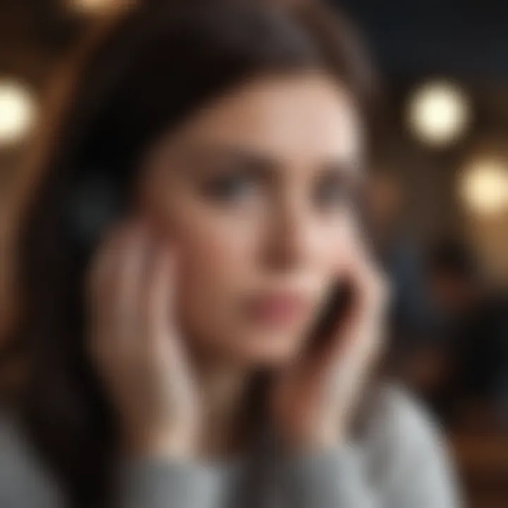 A woman looking pensive while on her phone