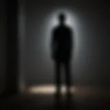 Silhouette of a person standing in the dark