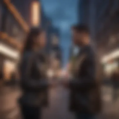 Couple communicating effectively in a modern urban setting