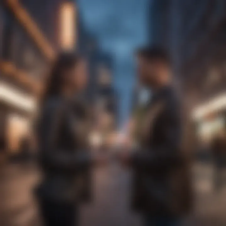 Couple communicating effectively in a modern urban setting