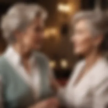 Elegant older woman engaged in conversation