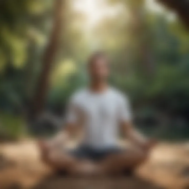 Man meditating in a serene environment