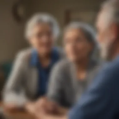 Empathetic Support Exchange in Elder Care Group Elderly woman receiving emotional support from group members