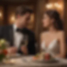 Elegant couple enjoying a romantic dinner