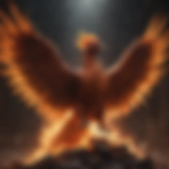 Illustration of a phoenix rising from the ashes representing personal transformation