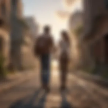 Embarking on a Partnership Journey A man and a woman walking hand in hand towards a bright future