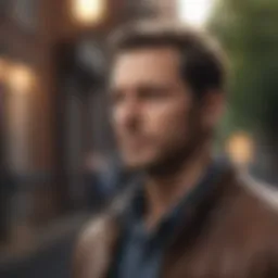 A visionary man looking into the distance with determination