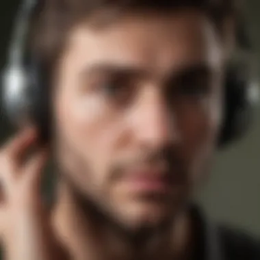 Person listening to the audiobook with focus