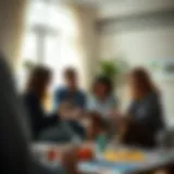 Group members participating in a collaborative art activity