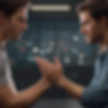 Empathy in Communication An individual using gestures to convey empathy during a discussion.