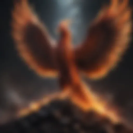 Illustration of a phoenix rising from ashes symbolizing rebirth and resilience