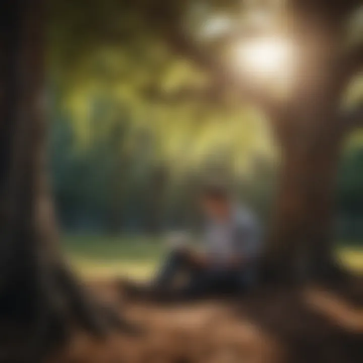 Person Reading Inspirational Book Under Tree