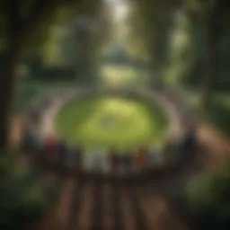 A serene park setting showcasing a group engaged in a supportive circle