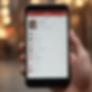 A close-up of a smartphone displaying a herpes dating app interface, highlighting user profiles and messaging features.