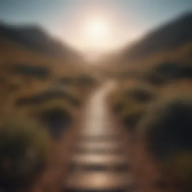 Journey to Self-Discovery A serene landscape with a path leading to a bright horizon