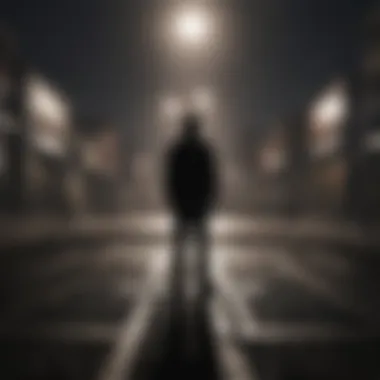 Silhouette of a person standing at a crossroads