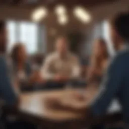 Gathering of individuals engaged in a lively discussion