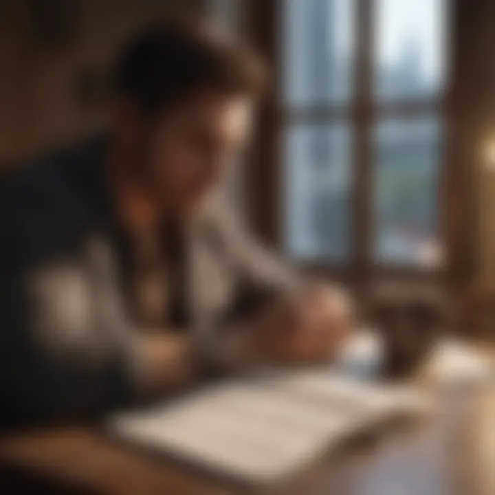 A man journaling his thoughts beside a cup of coffee