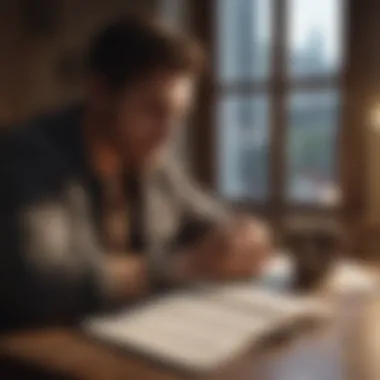 Personal Insights and Growth A man journaling his thoughts beside a cup of coffee