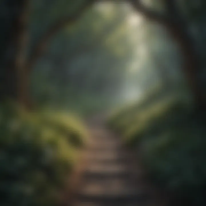 Mystical forest pathway symbolizing personal development exploration