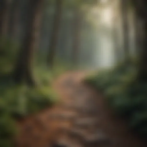 Illustration depicting a winding path through a forest symbolizing the journey of self-discovery