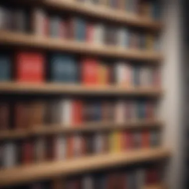 A collection of top self-help books stacked neatly on a wooden shelf.