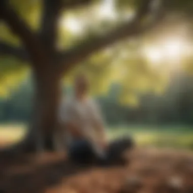 Mindful meditation under a tree