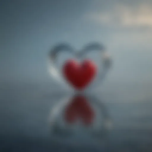 Reflection in water with heart symbol