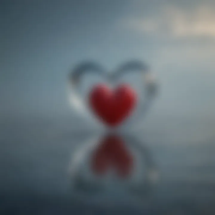 Reflection in water with heart symbol