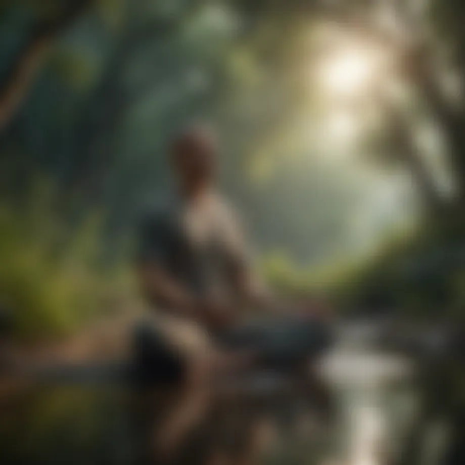 Illustration depicting a person meditating in a serene natural setting